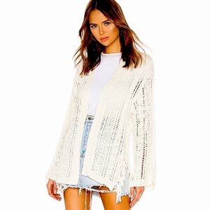 Cupcakes & Cashmere Open Knit Cardigan Sweater Boho Fringed Size Medium‎